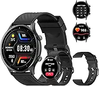 relogio smartwatch,1.39" Full Touch Tela HD de,Relógio Smartwatch com Alexa,Ligações Bluetooth,123+ Modos Esportivos,Notificações Inteligentes,Compatível com iOS/Android, Inclui 2 Pulseiras (Preto)