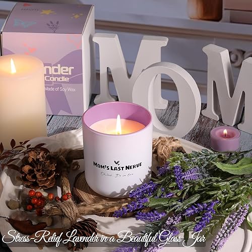 Miniatura 4 de Vela perfumada de lavanda de 8 onzas, velas en tarro de cera de soja con mecha de algodón, fragancia para el hogar de larga duración, divertida vela