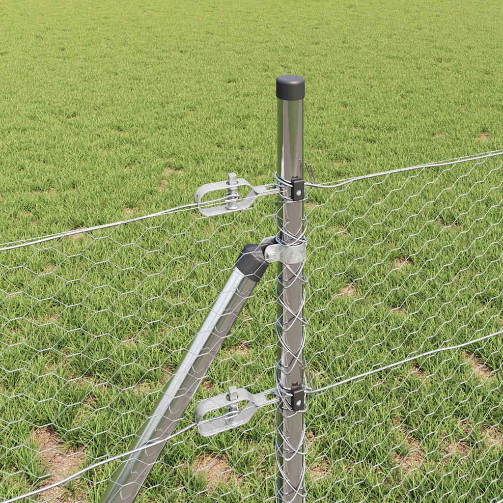 Postes de valla de 2,5 m, de acero plateado, rectangular, diseño moderno, robusto y resistente a la intemperie, para jardín, terraza y valla para perros
