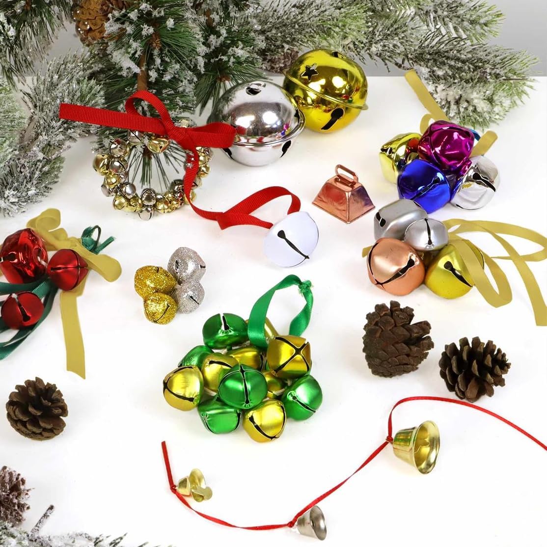 Essentials By Leisure Arts Jingle Bells 35mm Silver 4pc - Large Silver Craft Bells for Holiday Decorations, Ornaments, DIY Projects, Costumes, and Jewelry