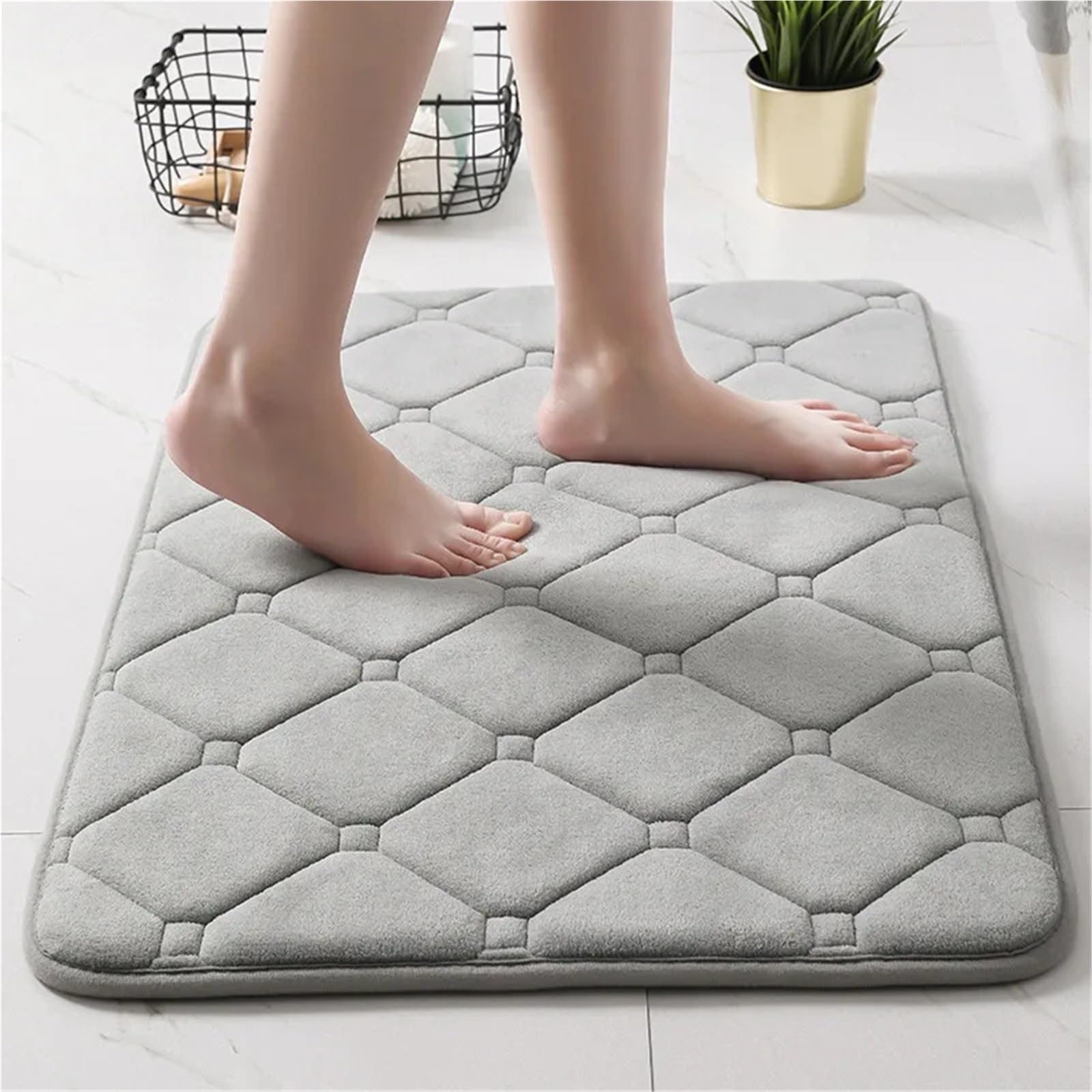 Tappeto Antiscivolo Tappetino da Bagno in Memory Foam, Assorbente, Antiscivolo, for Cucina, Bagno, Soggiorno, Tappeto Blu(Diamond Red,60x90cm)