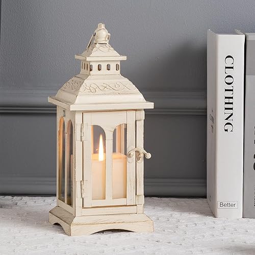 DECORKEY Farol de vela decorativo, decoración del hogar colgante mediano, faroles decorativos de metal vintage para exteriores, patio, boda, fiesta,