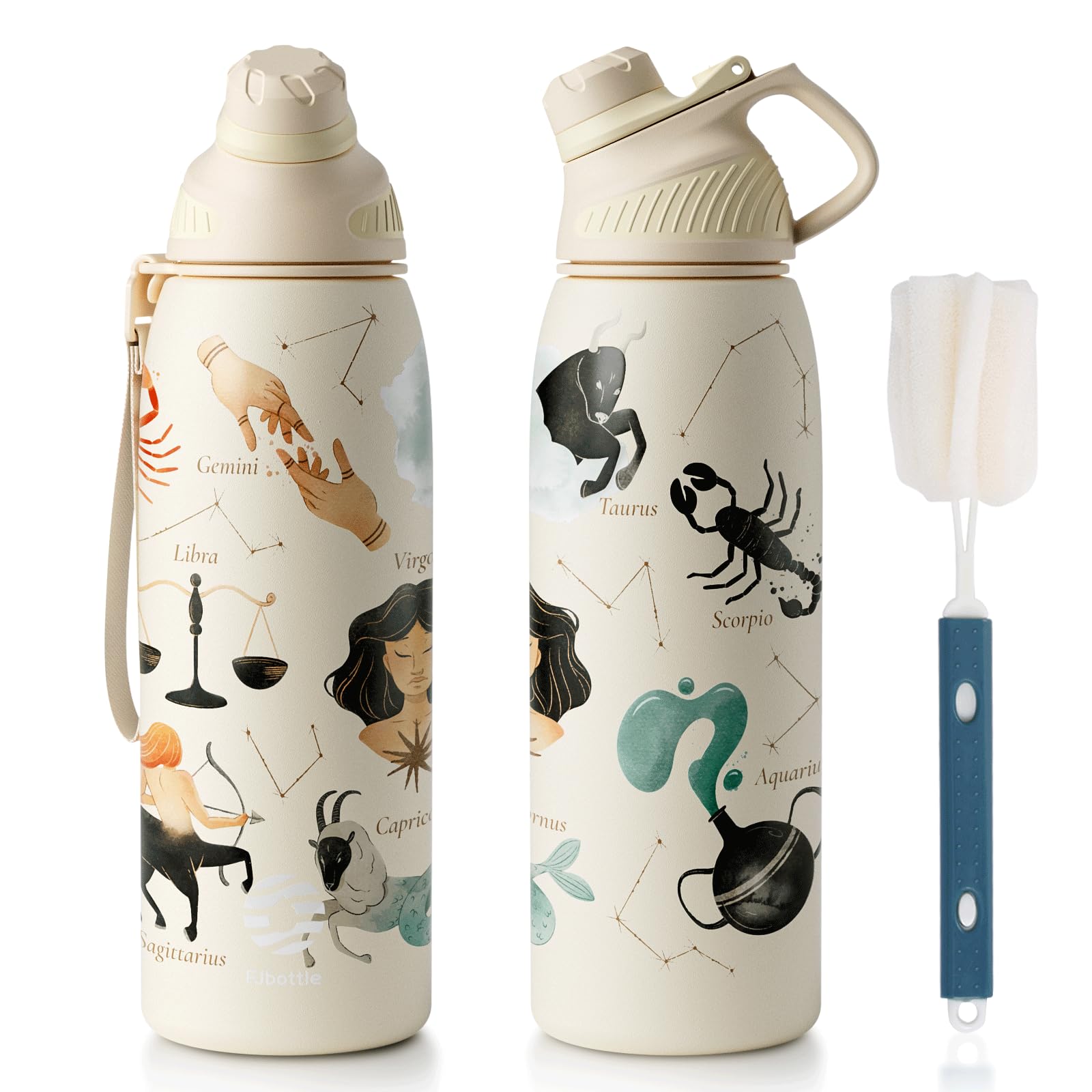 Fjbottle Trinkflasche Edelstahl Sport mit Magnetischem Deckel 1000ml, BPA-Frei Auslaufsichere Flasche - Kohlensäure geeignet Wasserflasche Thermo für Schule, Fitness