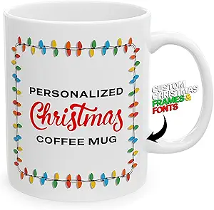 Personalized Christmas Mugs – Custom Photo & Name Holiday Coffee Cup, 11 to 15oz Ceramic Hot Cocoa & Coffee Mug (White, 11oz)