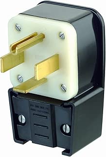 Leviton 9462-P 60 Amp, 125/250 Volt, Straight Blade, Plug, Industrial Grade, Grounding, Angle, Black - coolthings.us