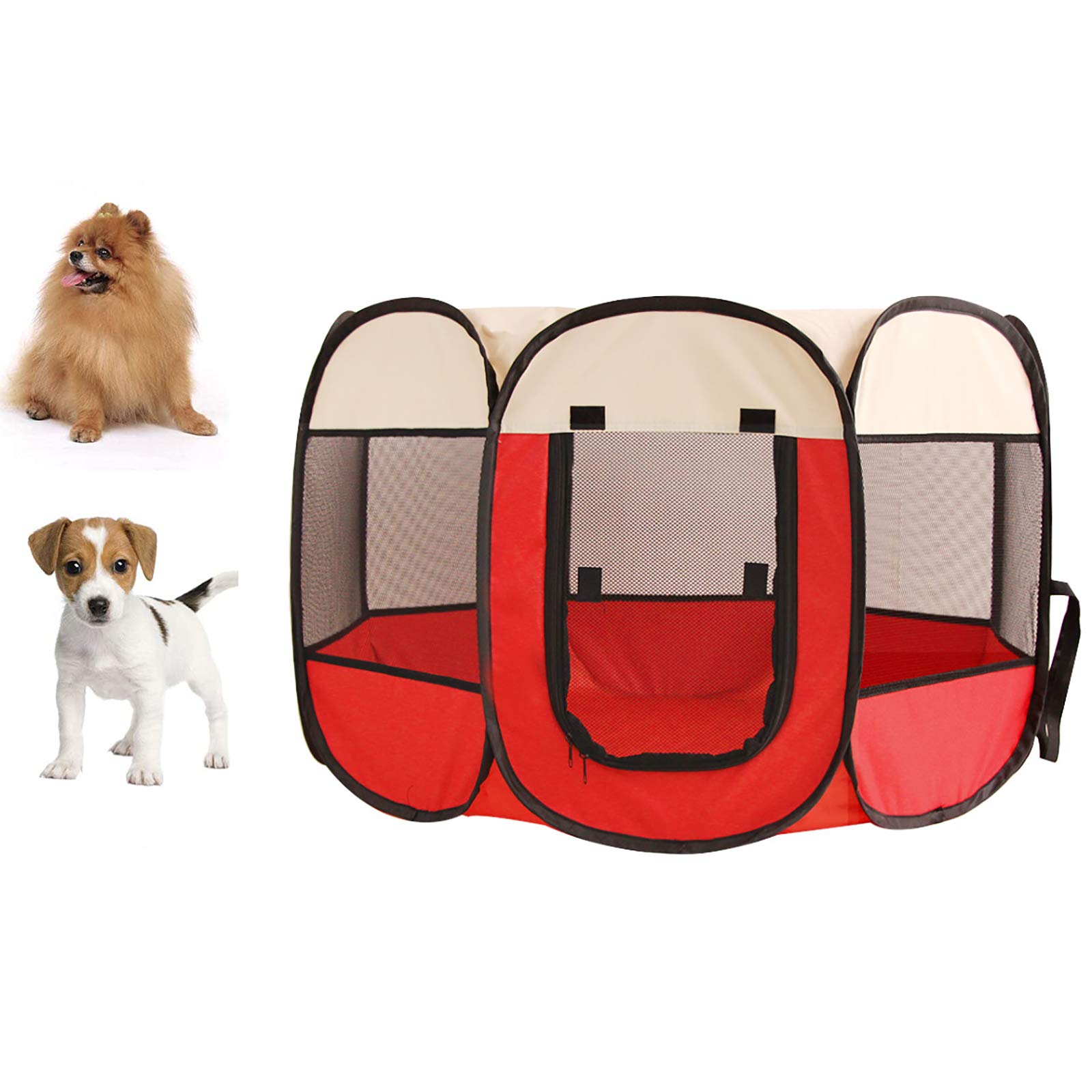 Pet Dog Cat Box Cage Crate Portatile Pieghevole Esercizio Canile Tessuto Morbido Portatile Pieghevole Pet Dog Cat Box Uso Interno ed Esterno,Rosso,74X74X43cm