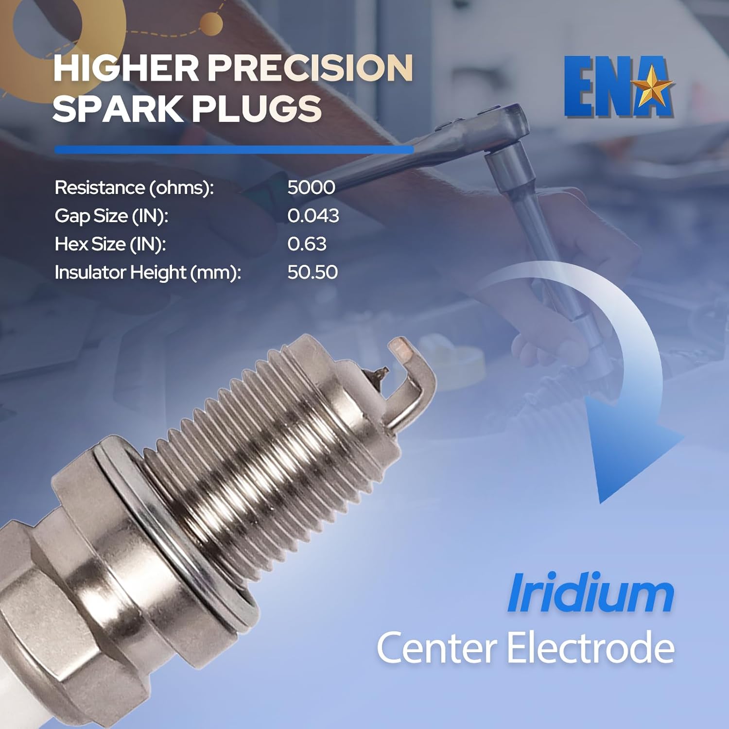 ENA Iridium Spark Plug for 5464 BKR5EIX-11 Compatible with Honda Passport Ford Taurus Dodge Avenger Stratus Chrysler Sebring Crossfire Hyundai Santa Fe Sonata Tucson INFINITI I30 QX4 V6 Set of 6