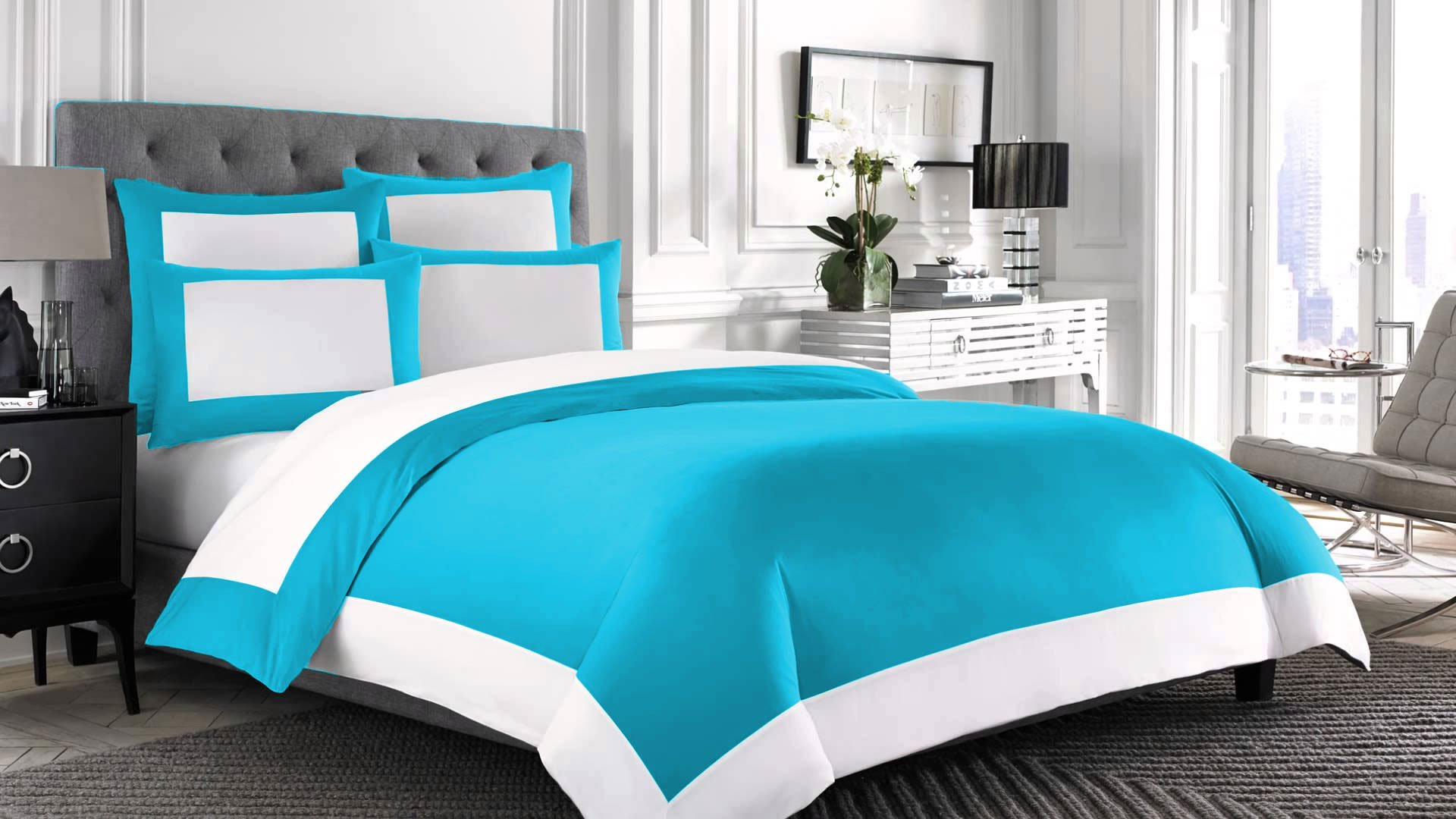 Housse de couette réversible contre la chaleur : coton égyptien 600 fils king size