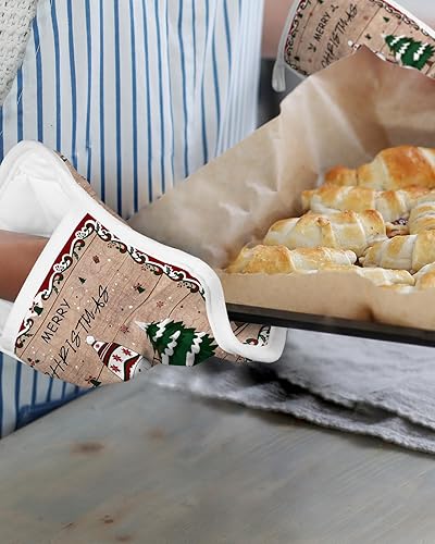 Miniatura 6 de Winter Snowman - Juego de 2 agarraderas para cocina, antideslizante y aislante de calor, juego de agarraderas de tela de toalla con bolsillo,