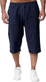 Fulidngzg Three-Quarter Trousers Men's Fabric Outdoor Bermuda Shorts Large Sizes Casual Elegant Cycling Trousers Stretch 3/4 Trousers Lightweight Sport Three-Quarter Trousers Fishing with Pockets