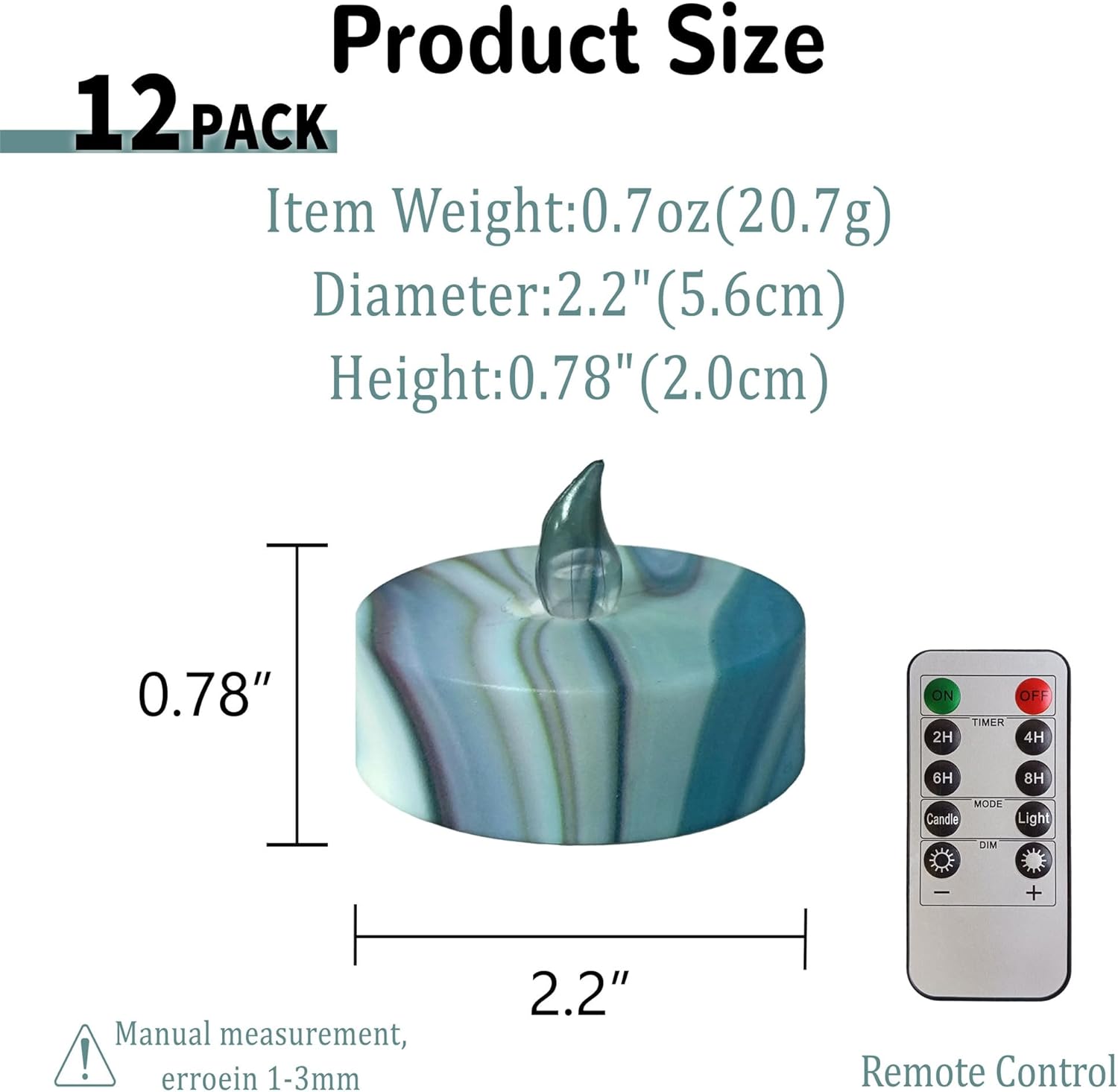 Floral Flameless Tealights with Remote - 12 Pack Grey LED Tealight Candles Battery Operated Tea Lights Safe Realistic Flickering for Home Decor Wedding Party,TLT12P-FLA