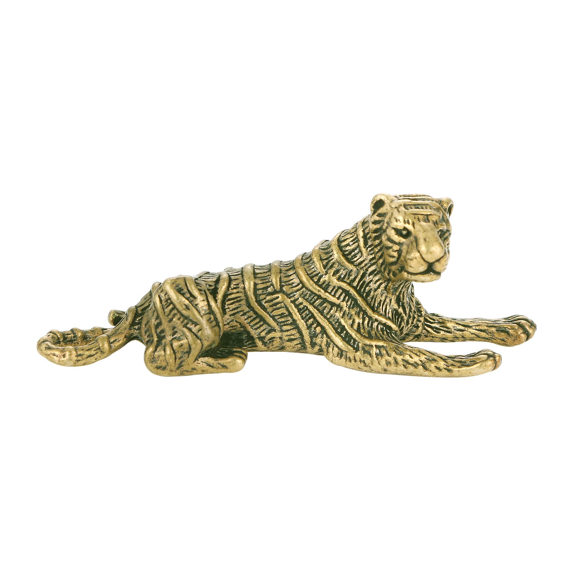 Brass Tiger Miniature Figurines,Bronze Animal Zodiac Tiger Statue Sculpture Crafts Collection Desktop Ornament Home Sand Table Decor Accessories Study Paperweight Key Chain Pendant