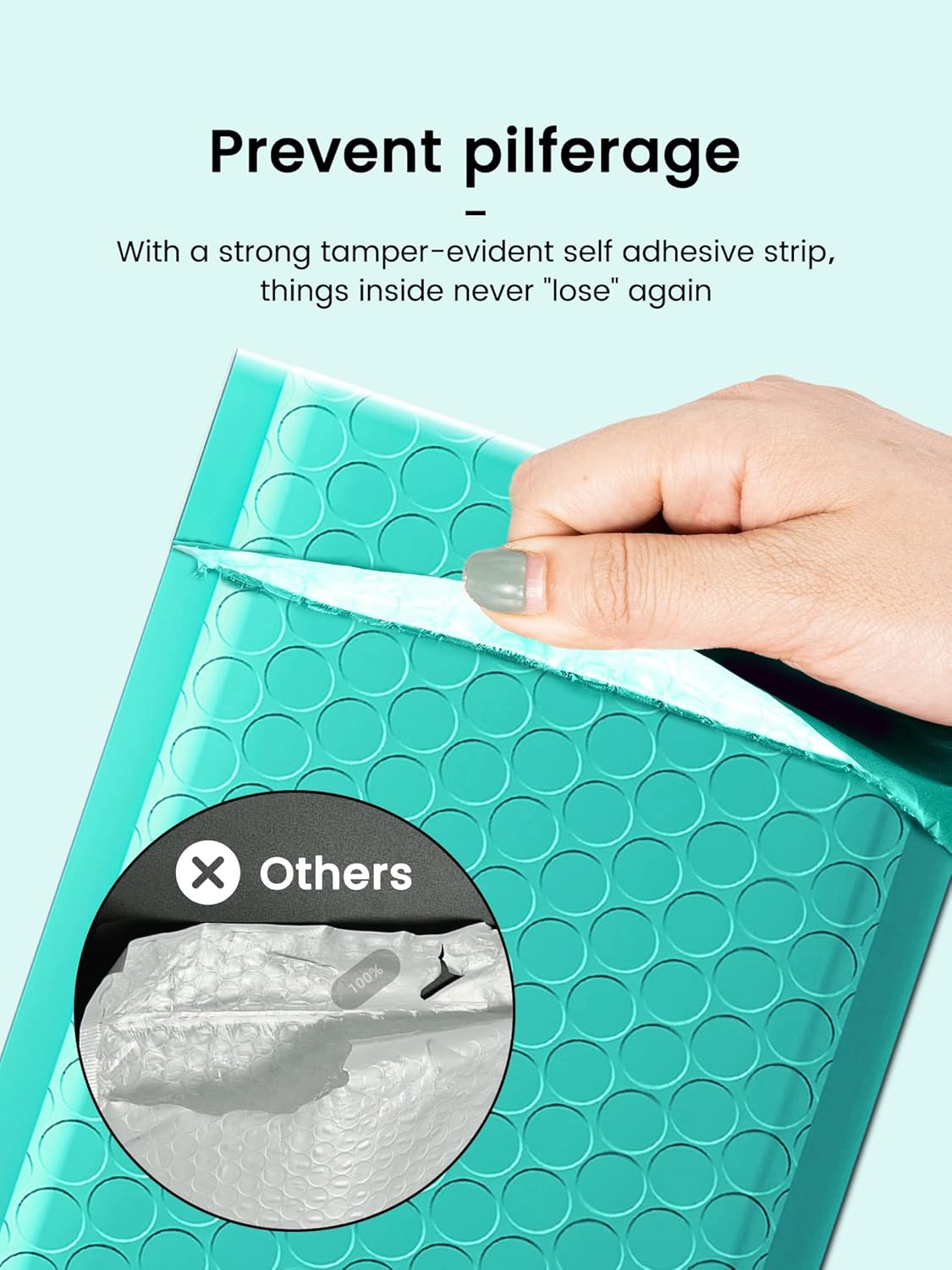 GSSSUSA Bubble Mailers 4x8 Inch 50 Pack Padded Envelopes Usable Size 4x7 Inch Shipping Envelopes Self Seal Small Packaging Shipping Bags for Mailing Jewelry, Small Business, Teal - Image 6
