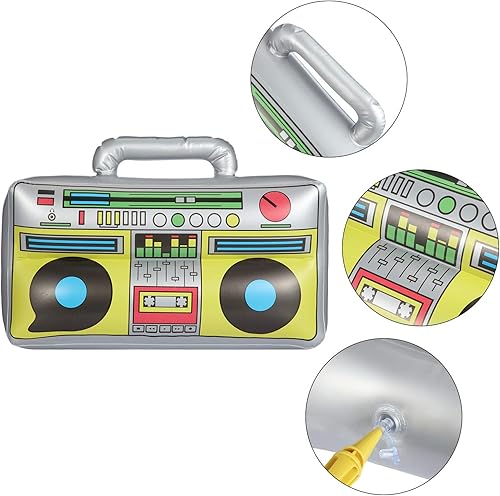 Miniatura 3 de meekoo 5 unidades de radio inflable Boombox inflable Boombox 80s 90s decoración de fiesta 16.5 pulgadas para raperos hip hop tema disfraz disco