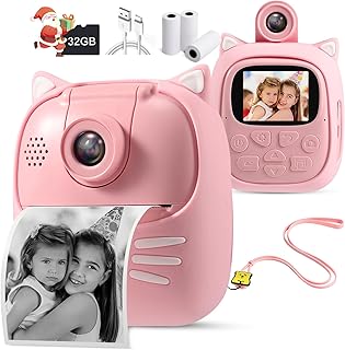 OFIKAL 50MP Kids Instant Camera with 3 Rolls Print Paper for Boys and Girls, 1080P Digital Camera for Children, 2.0' IPS S...