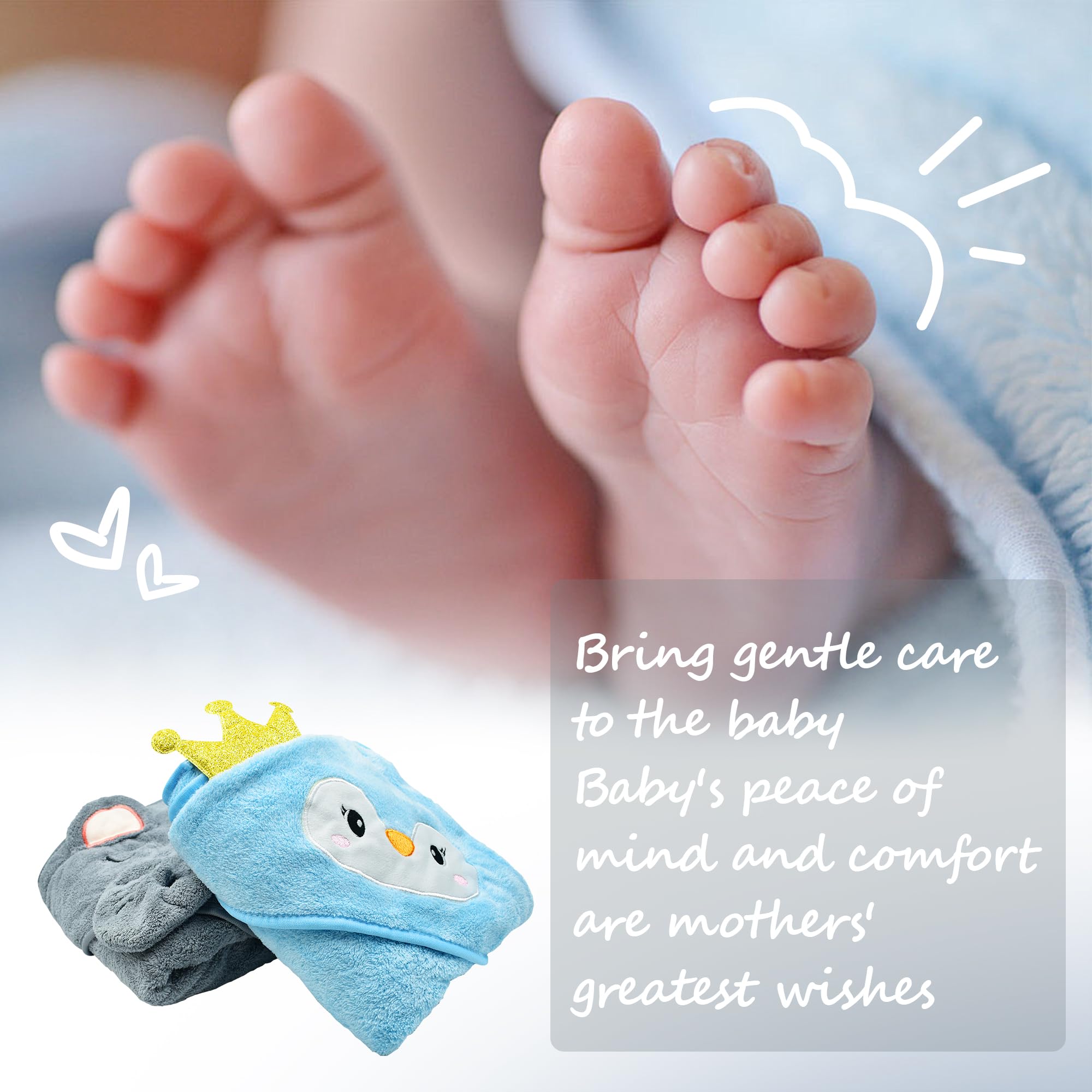 2 Pièces Cape et Serviette de Bain Bébé 80x80cm - Sortie de Bain Naissance - Cadeau Fille
