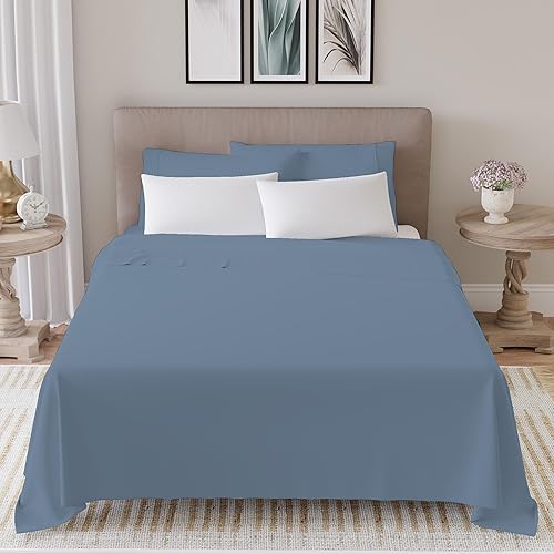 Miniatura 2 de AIREOLUX Juego de sábanas de 600 hilos tamaño King, 100% algodón satinado, suaves y sedosas, 4 piezas resistentes a las arrugas, tamaño King (1