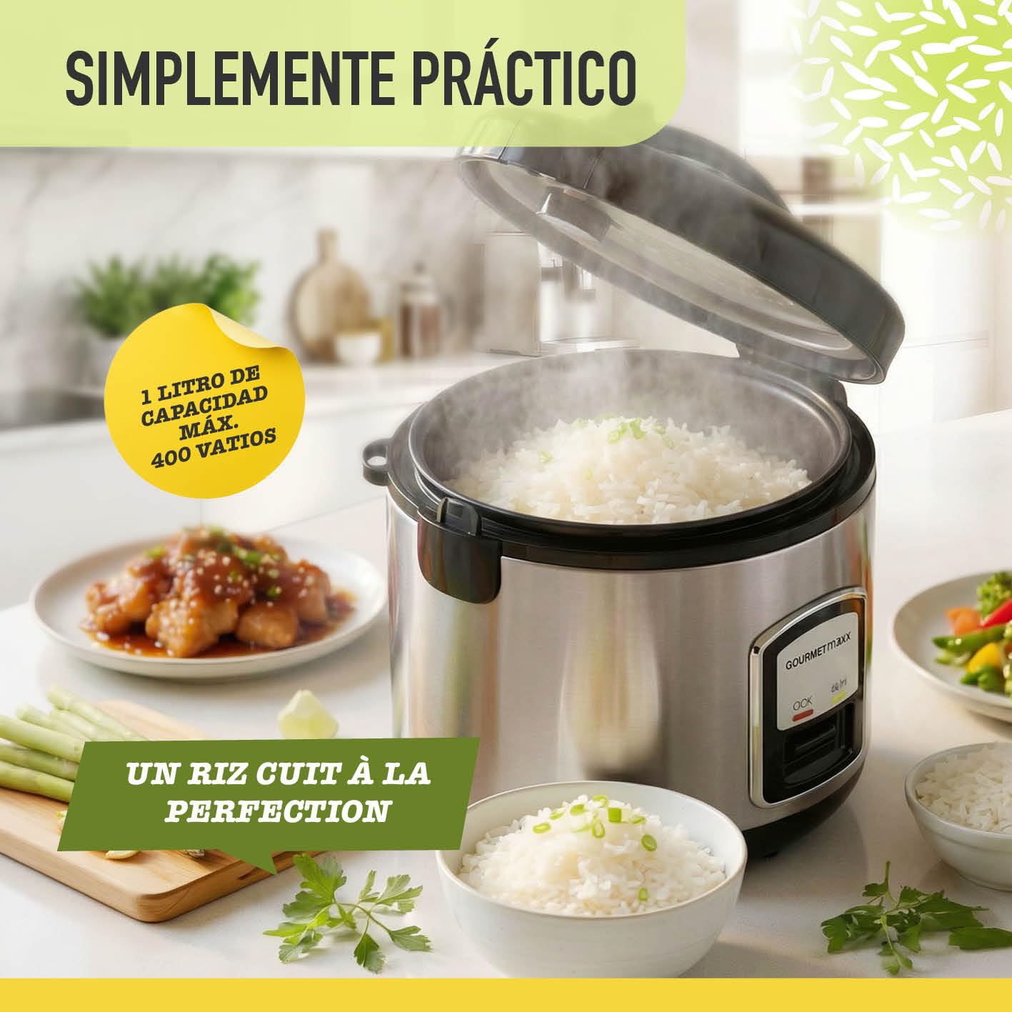 GourmetMaxx 14655 Arrocera Plata con función de vapor
