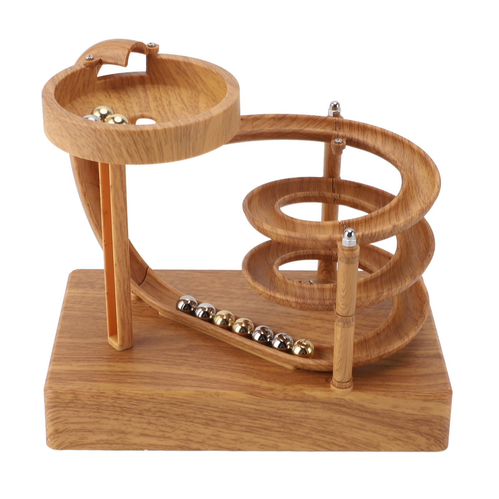 Yunir Perpetual Motion Machine, Kinetic Art Perpetual Motion Device, Perpetual Motion Simulator, Non Stop Rolling Ball Science Physics Gadget, for Teaching Decor (Wood Grain)