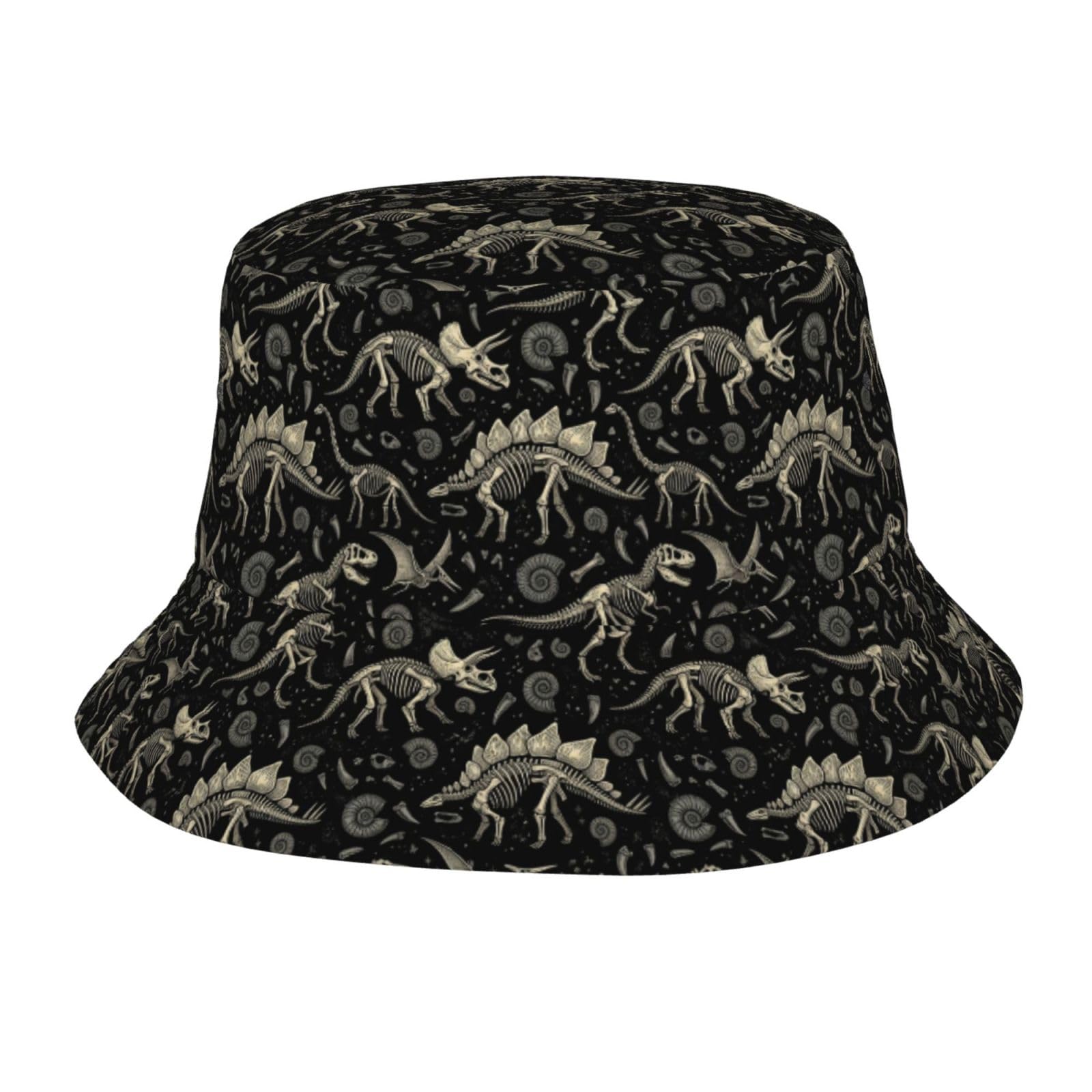 Fabretto Dinosaur Fossils Dino Lovers Bucket Hat for Women Men Fisherman Hat Packable Sun Cap Travel Outdoor Beach Caps