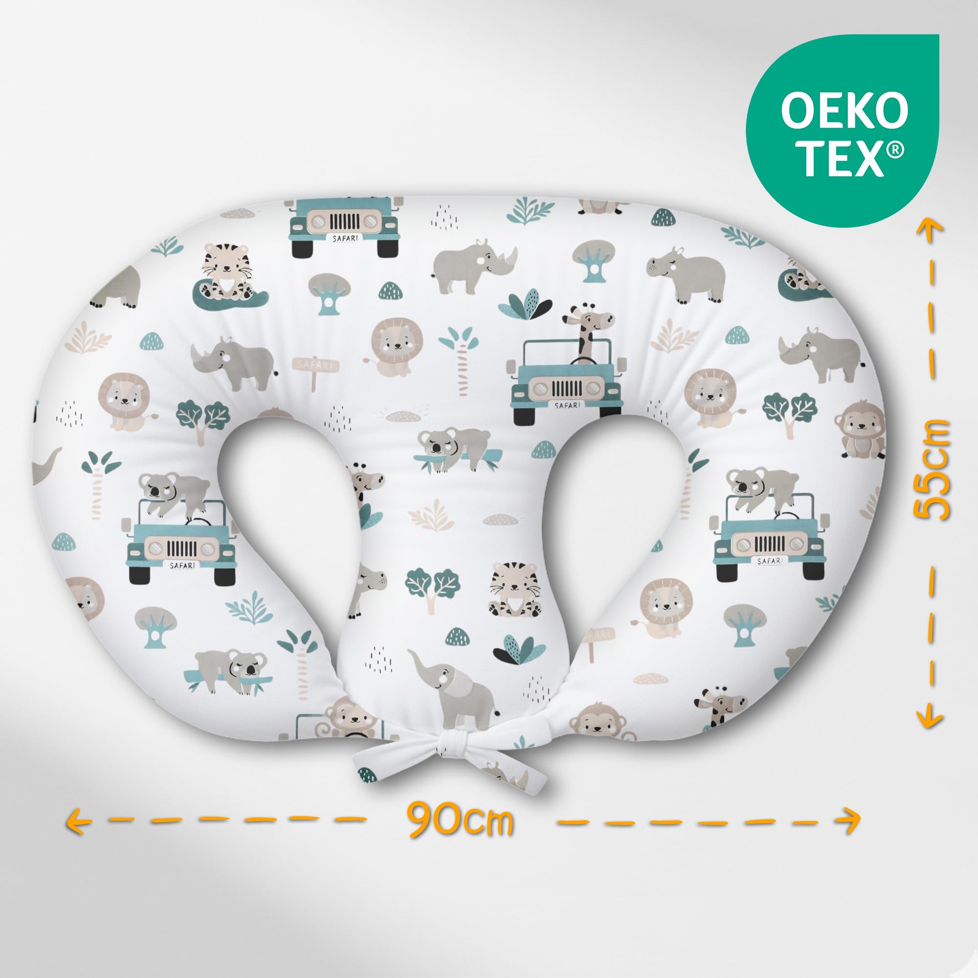 Totsy Baby Cojín Lactancia gemelar Nursing Breastfeeding - 90x50 cm - Almohada de Lactancia para bebé Multifuncional para Gemelos Chest Pillow Pecho posicionamiento Oeko-Tex África