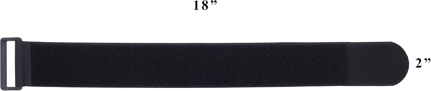 Reusable Cinch Straps - 18" x 2", Black (2 Pack) Heavy-Duty Storage Straps, Adjustable Extension Cord Hanger for Garage Organization and Storage