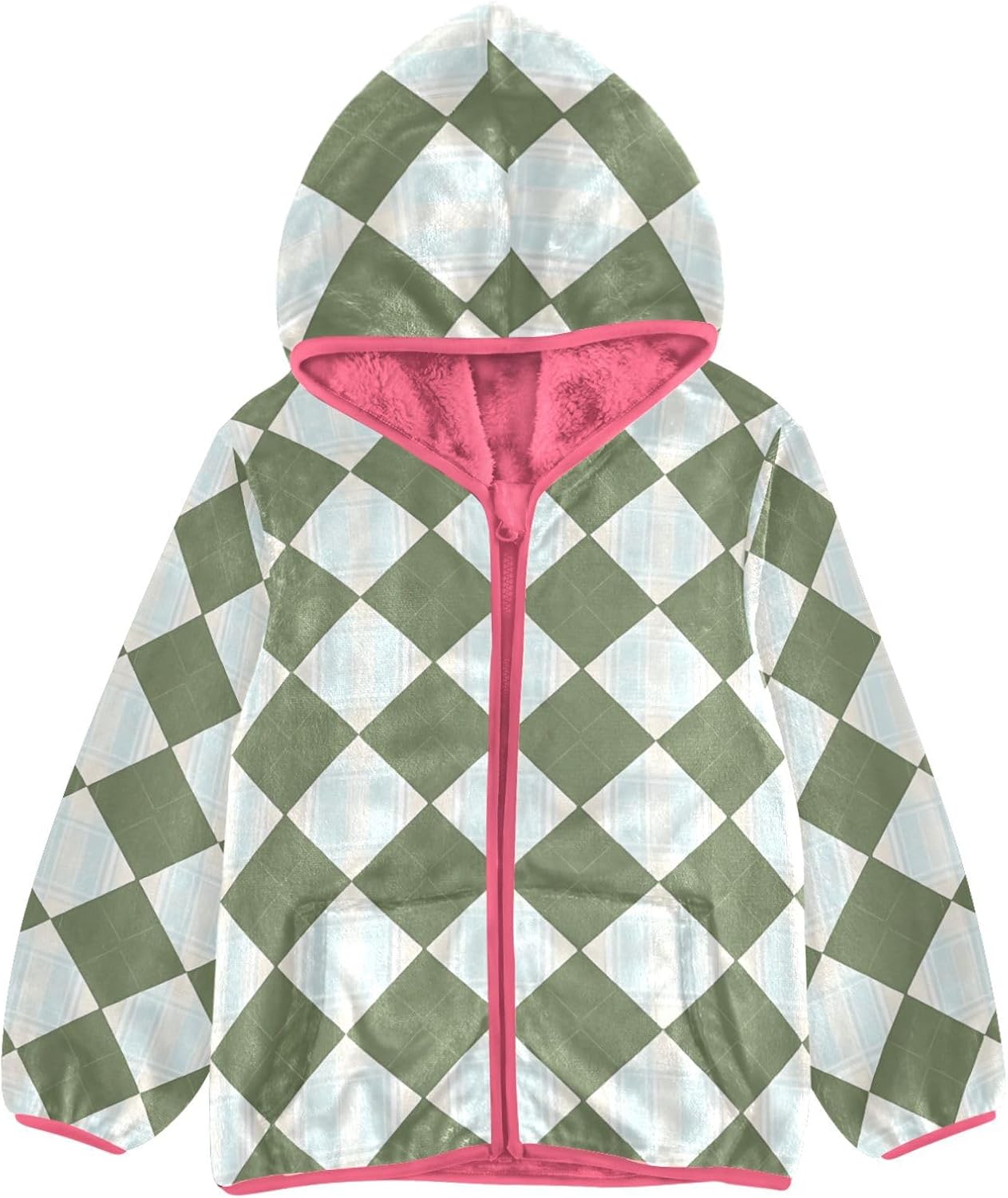 GuoChe Plaid Green Yellow White Toddler Fleece Jacket