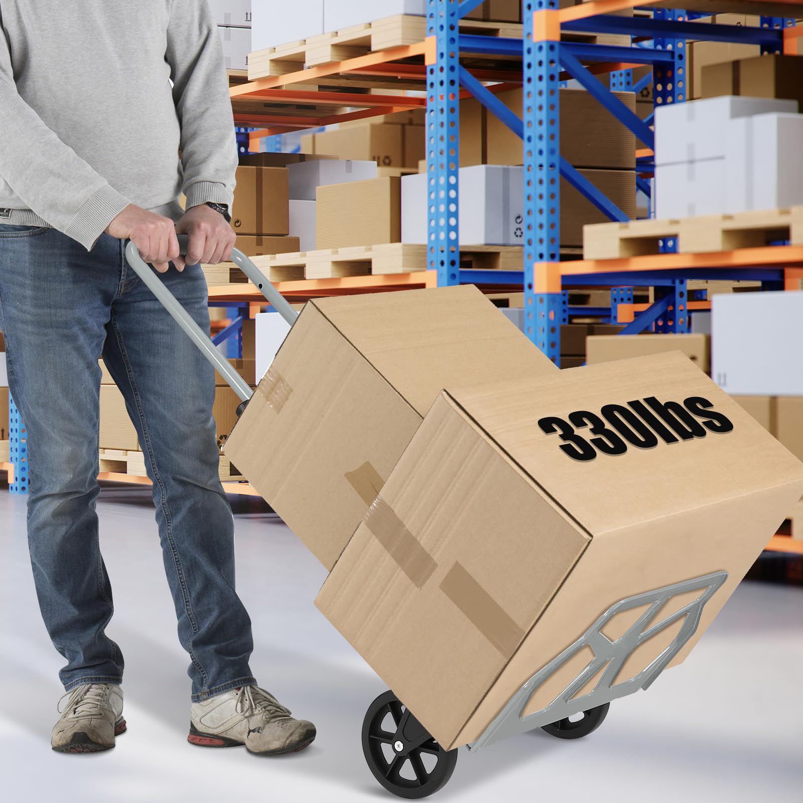 Garvee Chariot Roulant Pliable Multifonction – Capacité 100 kg, Plateau en Acier Robuste, Compact et Facile à Ranger – Idéal pour Bureau, déménagement, entrepôt, Voyage – Plateau en Acier