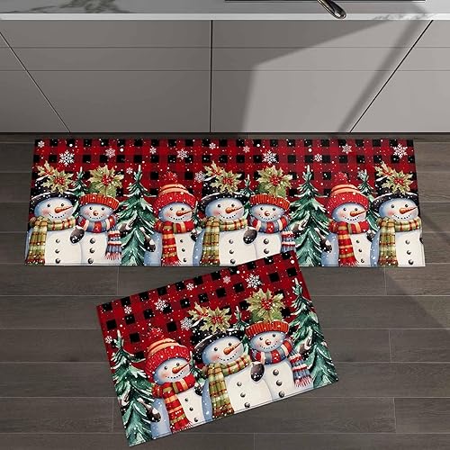 Miniatura 45 de Alfombras y tapetes de cocina Hello Fall, 2 unidades, color azul, naranja, calabaza, hoja de arce, pájaros, alfombras antideslizantes con pasillo