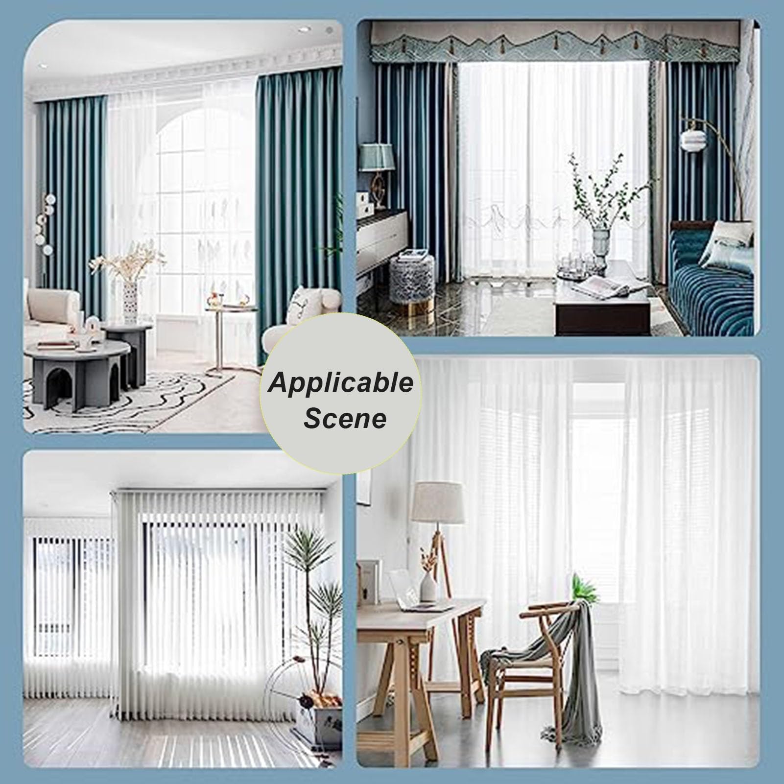 Système de rails de rideau de séparation de pièce pour plafond suspendu de 10 m pour placard, salon de beauté, balcon et buanderie, couleur blanche, réglable de 2 m à 12 m