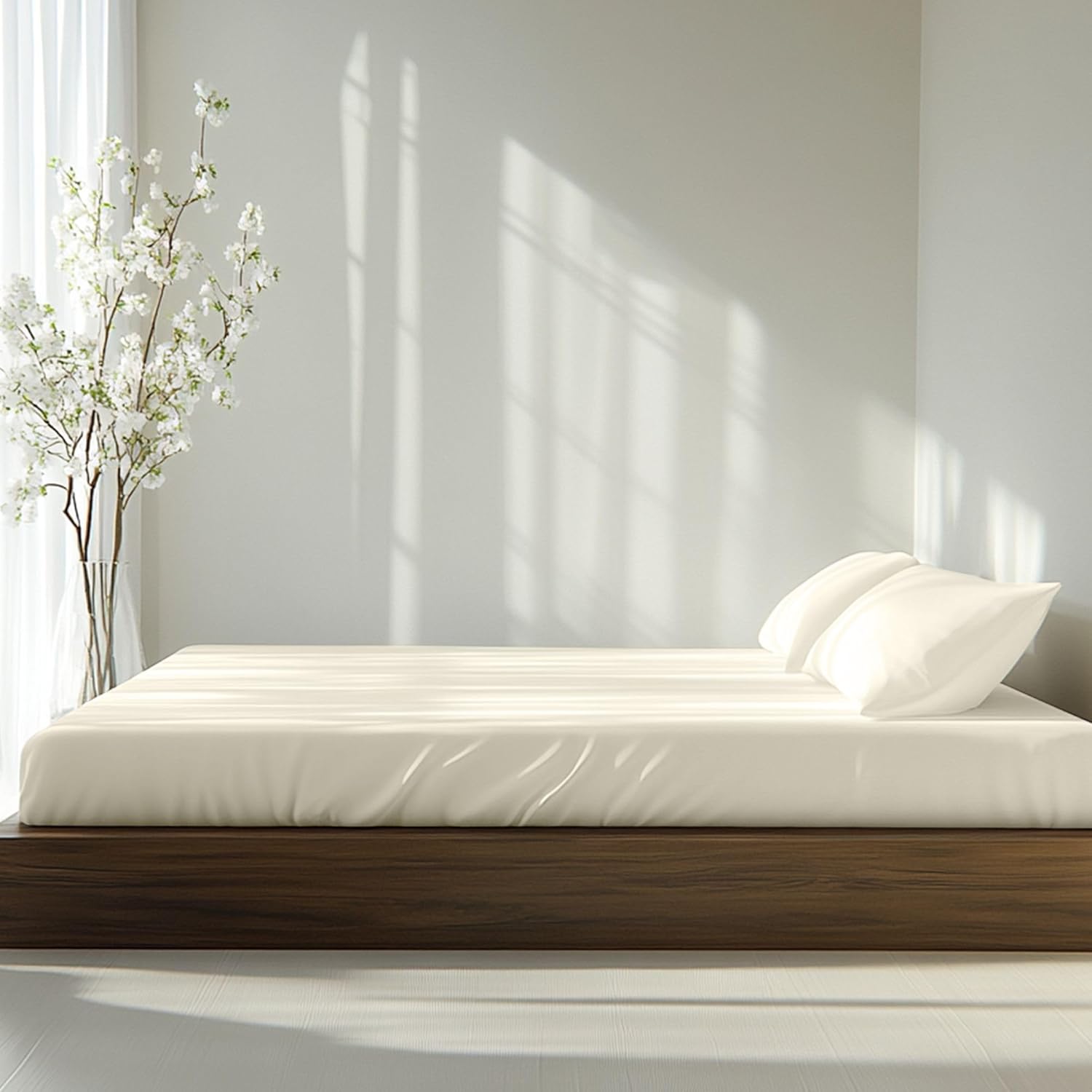 NATUREFIELD Bed Fitted Sheet Only King Size, 100% Rayon Derived from Bamboo, Cooling Sheet with Extra Pocket, Elastic Band Closure, Hotel Luxury Bedding Sheet