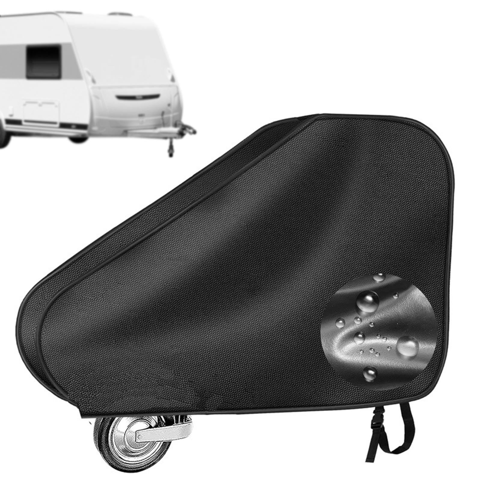 Deichselabdeckung Wohnwagen, Anhängerkupplung Abdeckung mit Klickverschluss, Oxford Gewebe 600D mit PVC Beschichtung, 100% Wasserdicht, Universal Deichselschutzhaube PKW