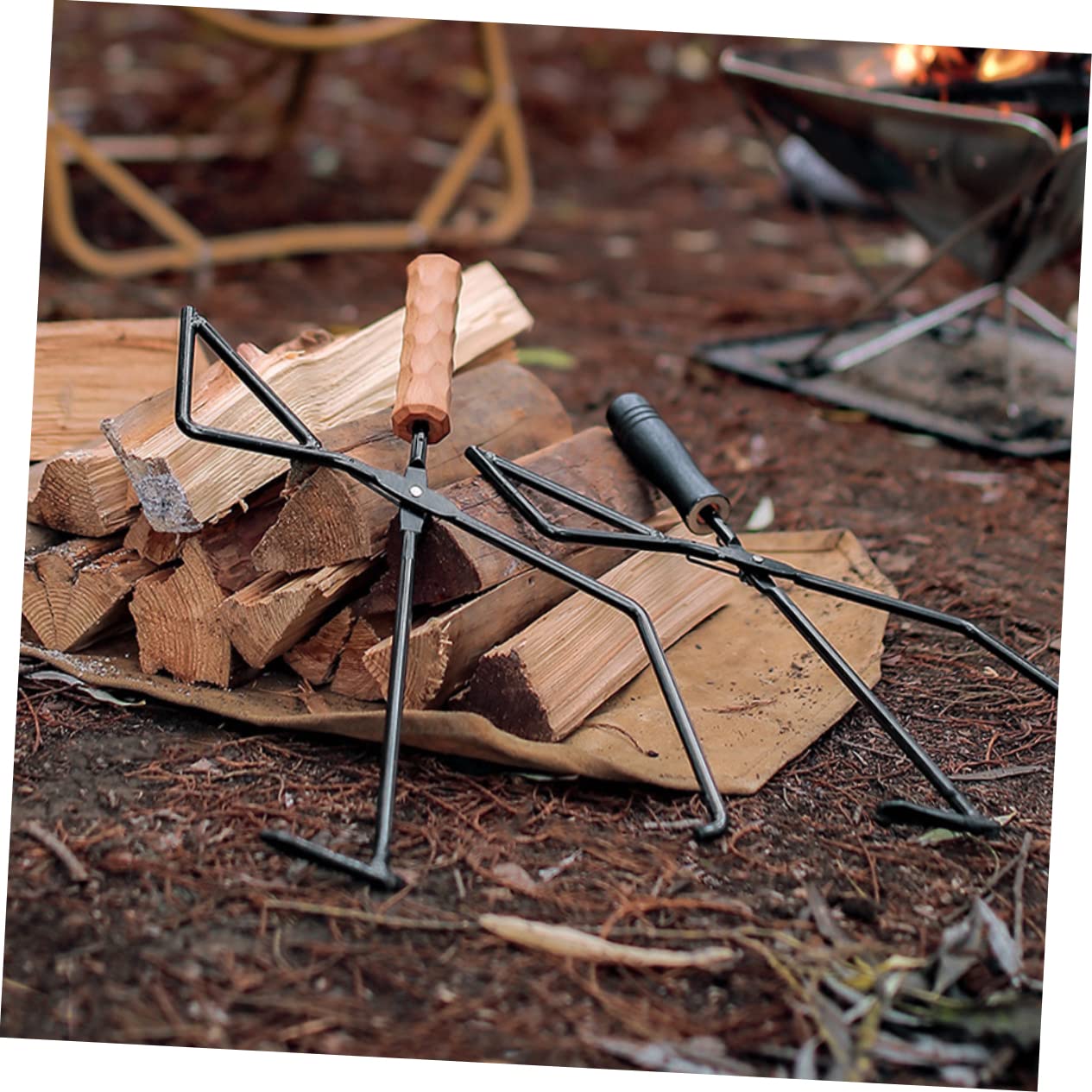Happyyami Pinze Per Barbecue Inossidabile Con Manico Clip Per Carboni e Legna Utensile Multiuso Per Grigliate e Campeggio Pratico Strumento Per Cucina All Aperto
