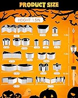 Vista 4 de JUSTOTRY Pumpkin Carving Kit - Halloween Pumpkin Face Shape Cookie Cutters Tools Set Easy & Safe Adults Kids DIY, Stainless Steel 23 Molds with 3 23