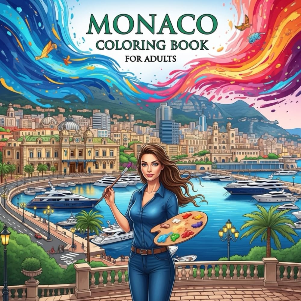 Monaco Coloring Book for Adults: From the Heart of Monaco Bold and Easy Pages Simple Designs for Travel and Relaxation for Adults, Teens, and Seniors ... Stress (Coloring series of European capitals)