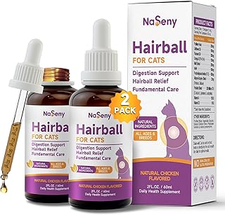 NaSeny Cat Hairball Remedy - 2 Pack Hairball Treatment for Cats - Digestive Support & Healthy Skin Coat, Furball Control with Psyllium Husk, Flaxseed, Omega-3, Enzyme, Vitamin - Chicken Flavor