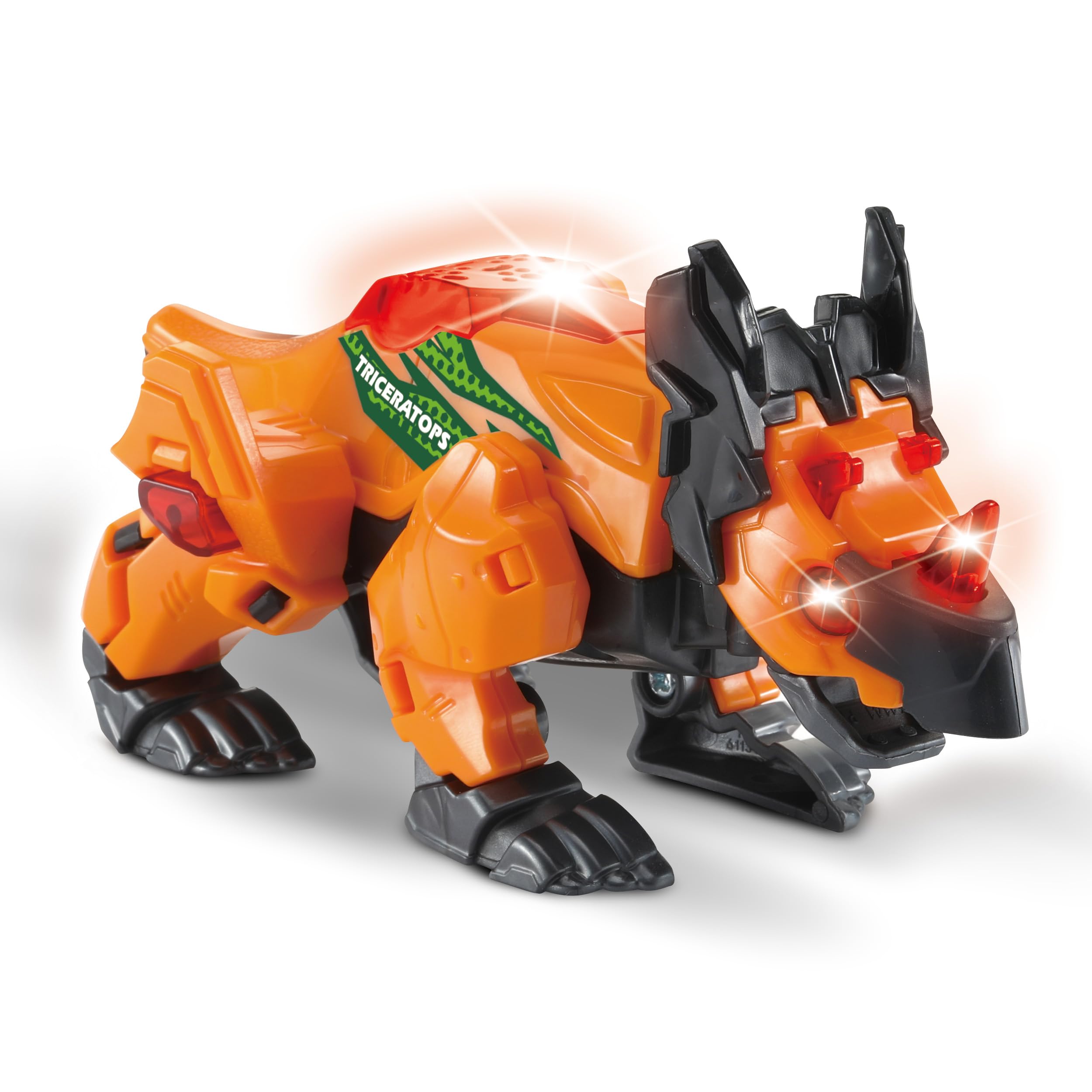 Vtech Switch & Go Dinos – Combo Tricératops Transformable 2 En 1, Sons Et Lumières LED, Carte Fact Incluse – Dès 3 Ans