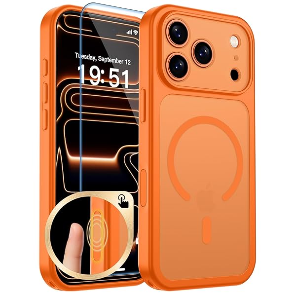 Magnetic for iPhone 16 Pro Max Case, Upgraded [Camera Control Button] [Full Camera Protection] [with 1 Screen Protector] Translucent Matte Shockproof Protective Phone Cover, Gray