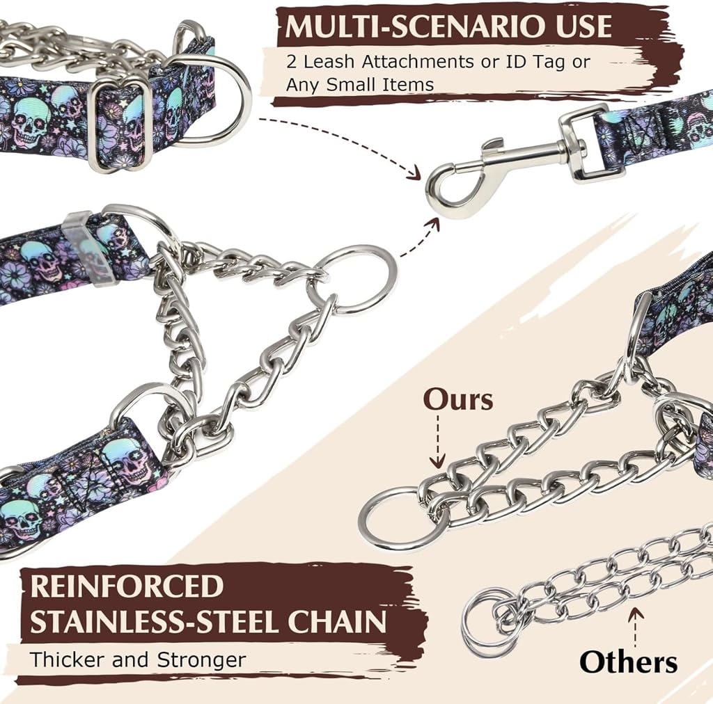 chain collars for large dogs,Stainless Steel Chain Martingale Collar for Dogs No Pull Slip Cinch Choker Choke Heavy Duty Dog Collar - Image 3