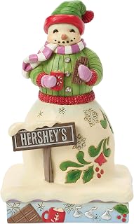 Hershey by Jim Shore Snowman Eating a Chocolate Bar Figurine, 7.5 Inch, Multicolor