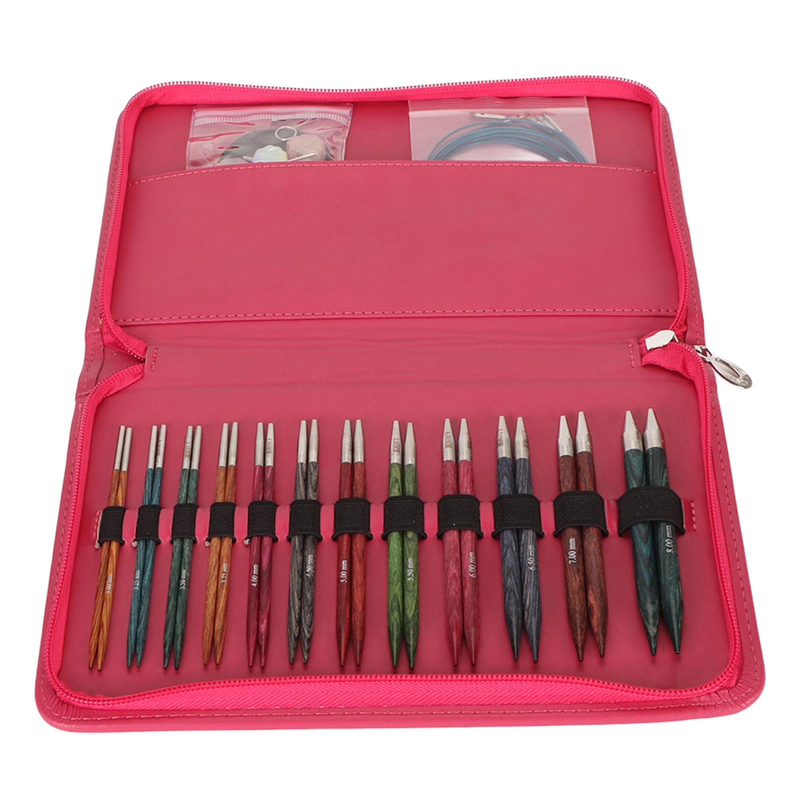 Tomotato Juego de Agujas Circulares de Tejer Intercambiables con Mango Ergonómico, Cable Flexible 12 Pares Tamaños 2-10 mm Bolsa de Almacenamiento para Lana Punto Labores Manuales