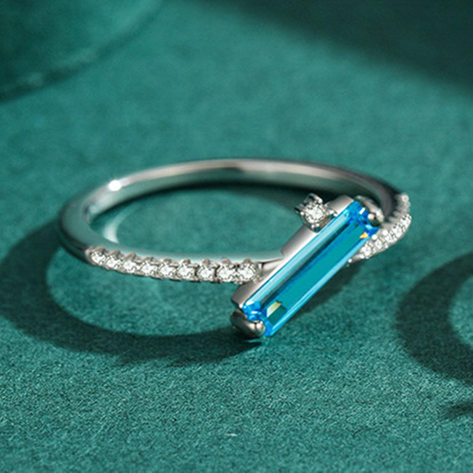 Alianzas de boda para mujer, anillos de compromiso de oro blanco de 18 quilates, elegante topacio rectangular y moissanita redondo, anillo de boda de oro blanco para mamá, novia, novia