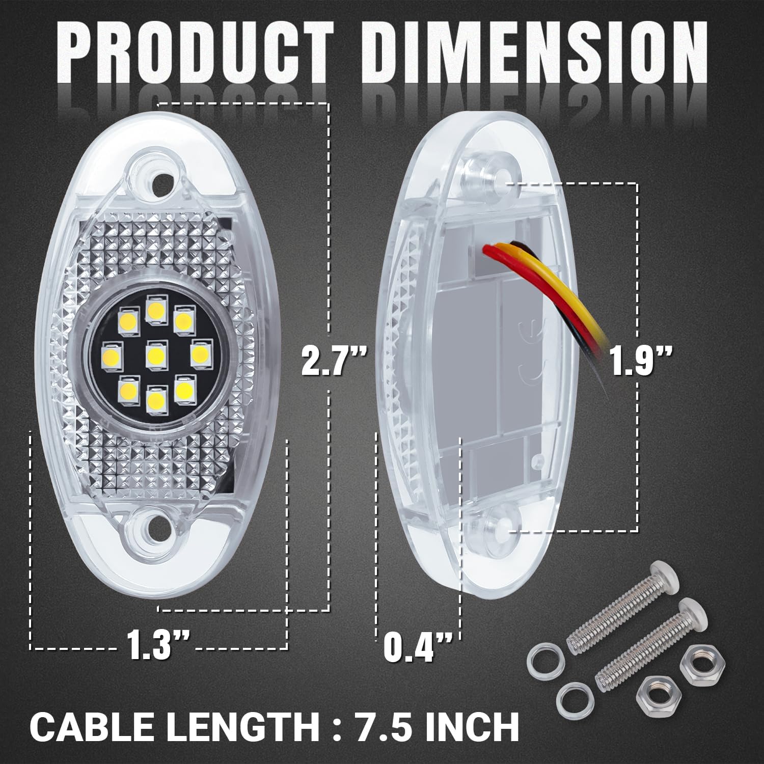 TMH 10 Pods White Strobe Rock Lights LEDs SMD Chips Super Bright Underglow Light Underbody Roof Rack Waterproof IP68 for Motorcycle Pickup Trucks SUV UTV ATV RZR Car Boats