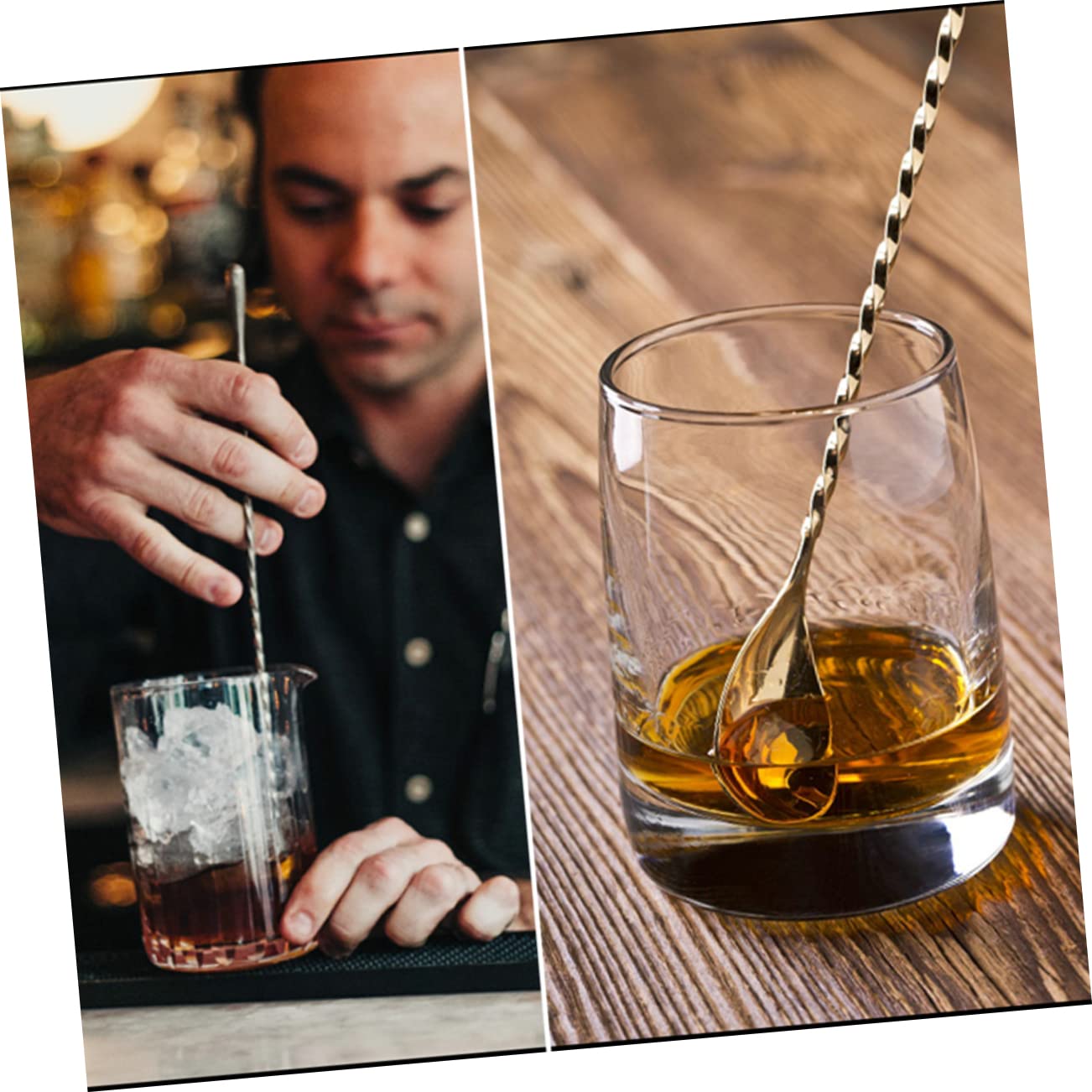 Alipis 9 Piezas Barra Espiral Cucharas Mezcladoras Para Beber Cuchara De Coctelería Cuchara Giratoria Cucharas De Plata Palillos Tiki Cuchara Para Varita Mezcladora De