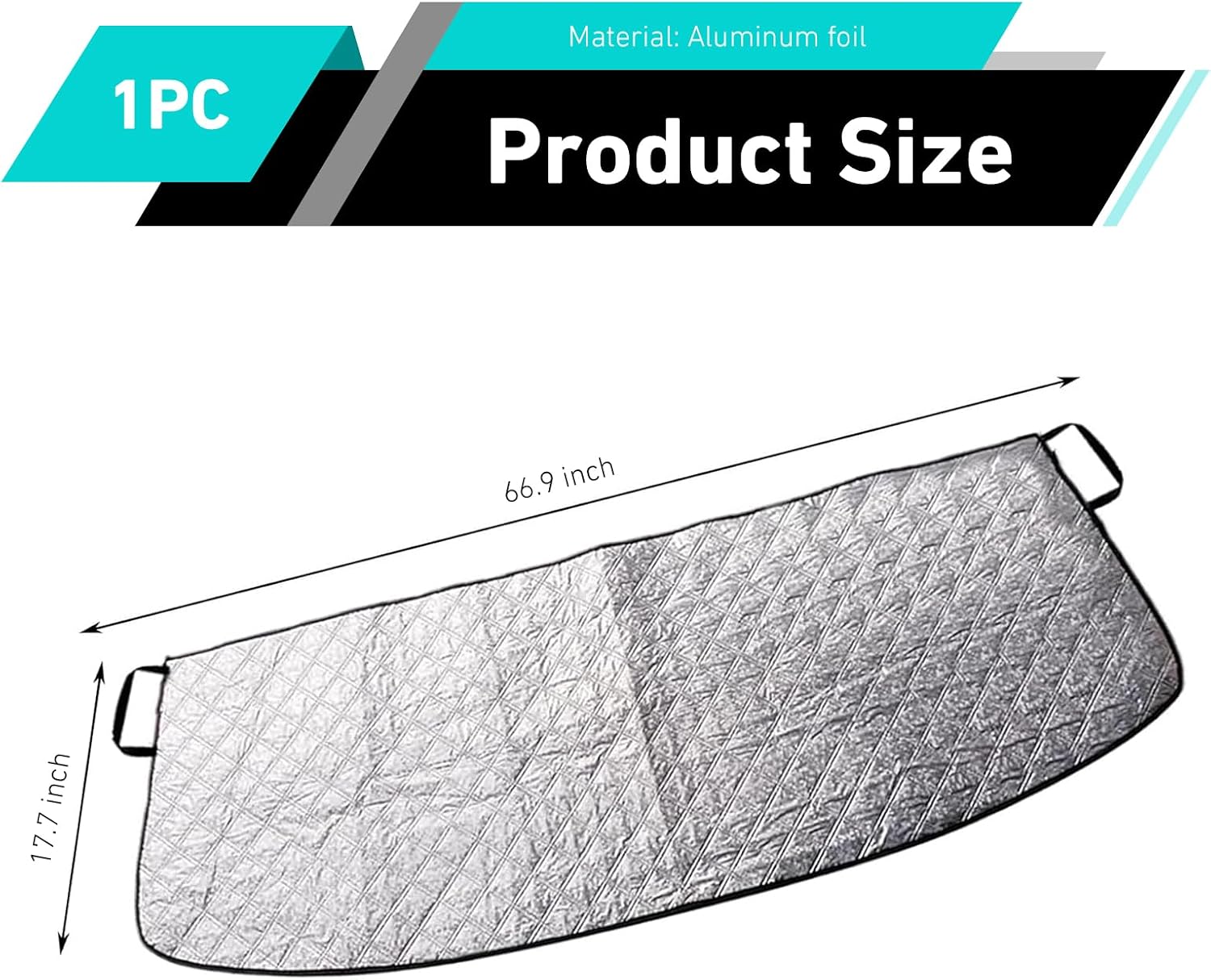 Windshield Cover, Dust/Leaf Resistant Windshield Trough Protection Cover, 66.9" x 17.7" Front Window Protector for All Seasons, Fit for Most Cars Trucks (Silver)