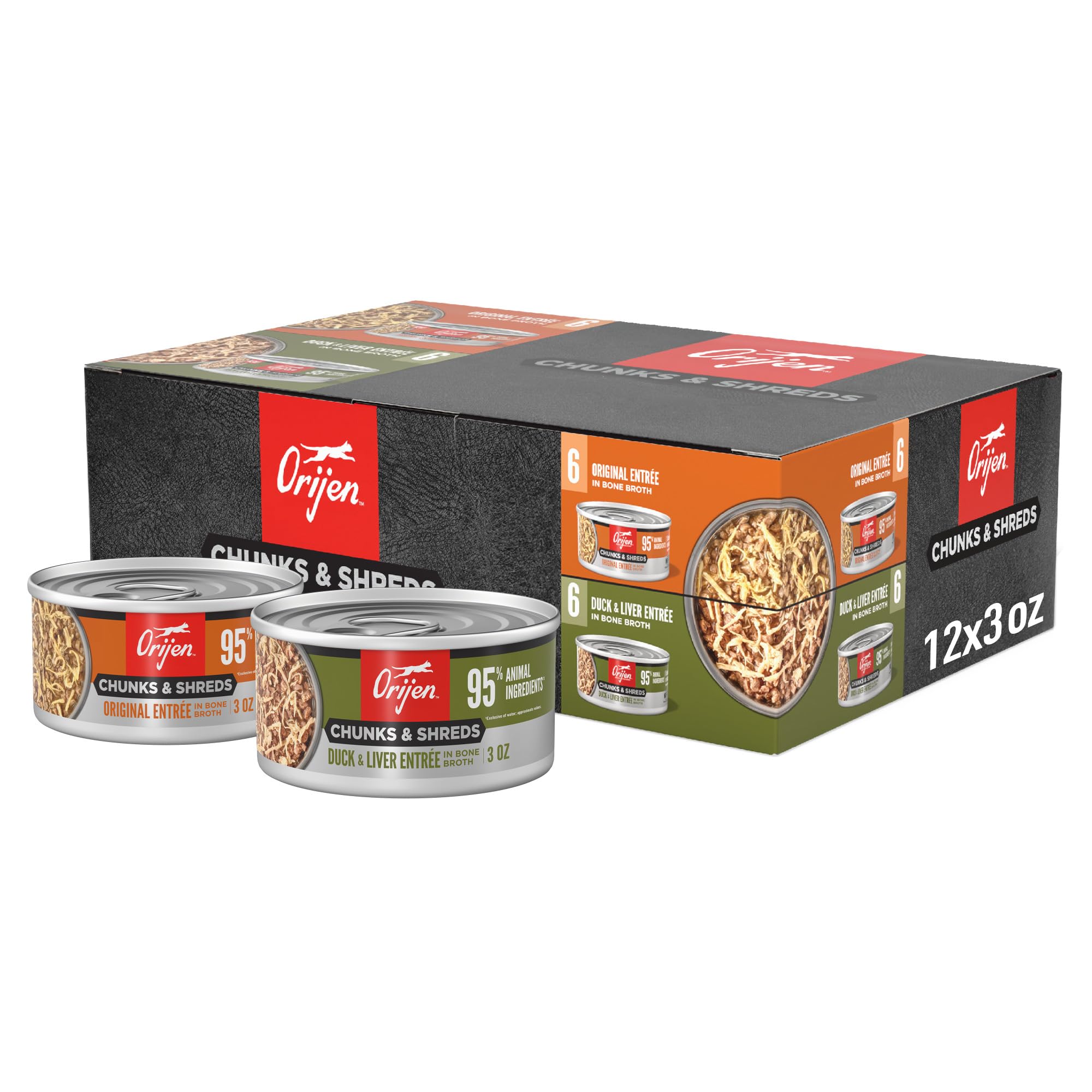 ORIJEN Chunks Wet Cat Food Variety Pack Original and Duck