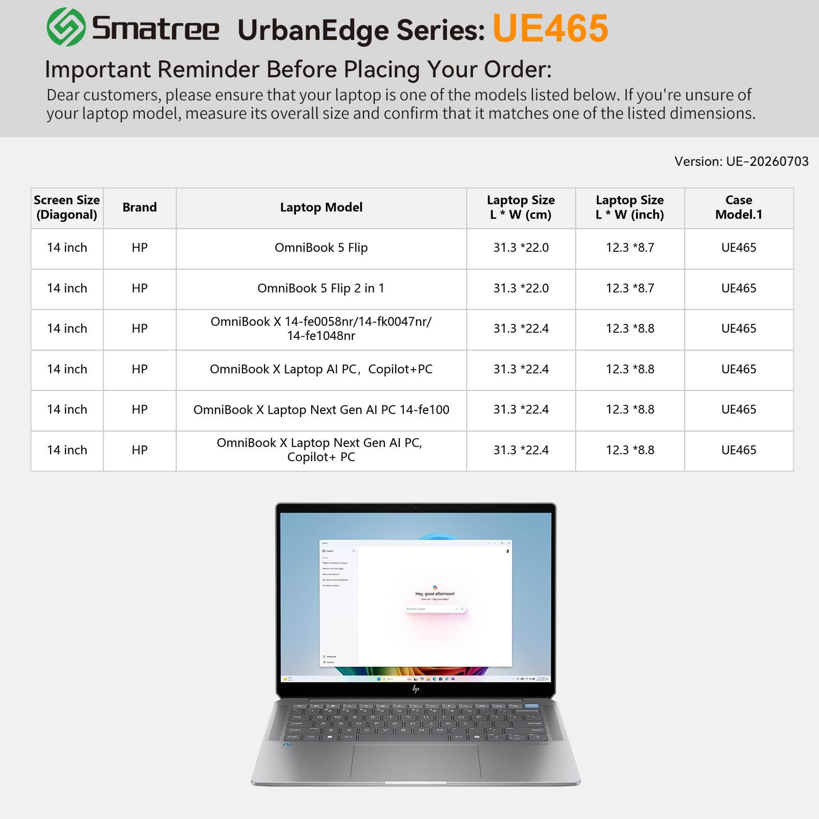Smatree UrbanEdge Etui na laptop 14 cali do HP OmniBook 5-Flip/X 14