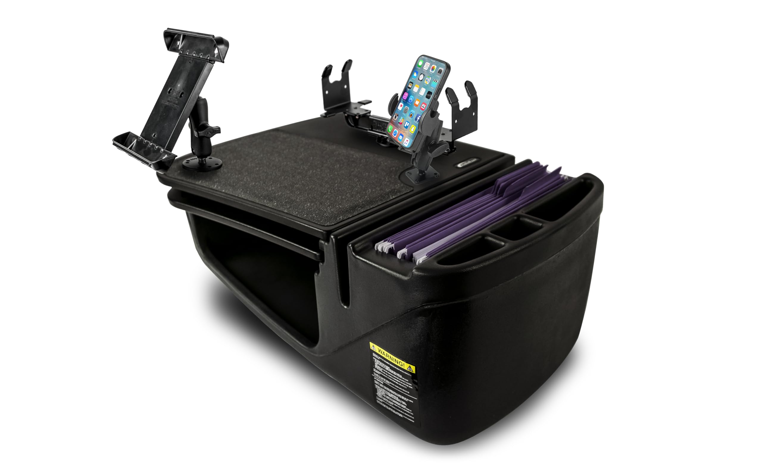 AutoExec AE-GMCD-PM-PS-TAB-BT GripMaster Car Desk for Your Vehicle Workstation and Mobile Office, Black with Phone Mount, Printer Stand and Tablet Mount