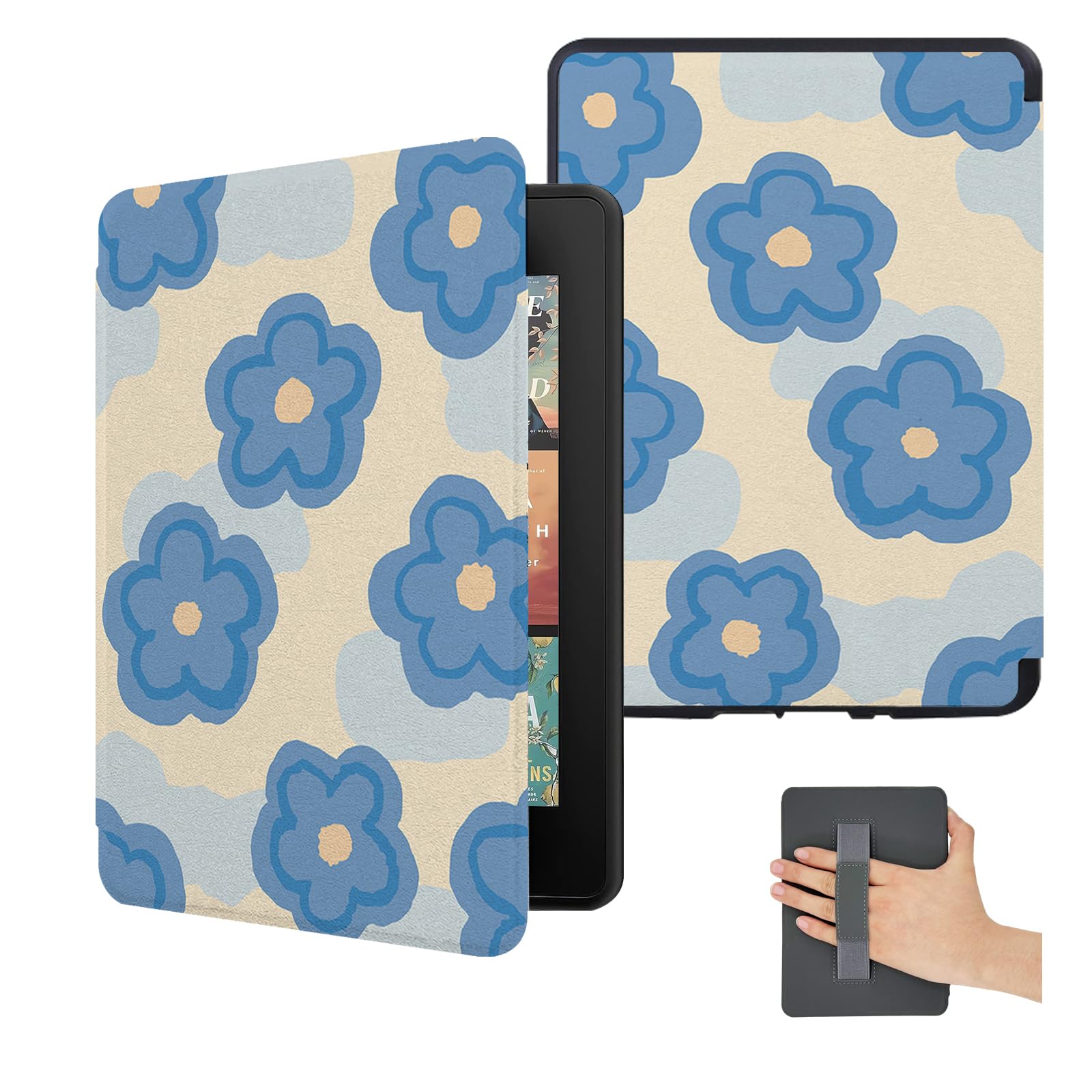 Schutzhülle für alle Kindle Paperwhite 12. Generation 2024 / Kindle Colorsoft Signature Edition, niedliche Hülle mit Handschlaufe, PU-Leder, für Damen, automatische Wake-/Sleep-Funktion,