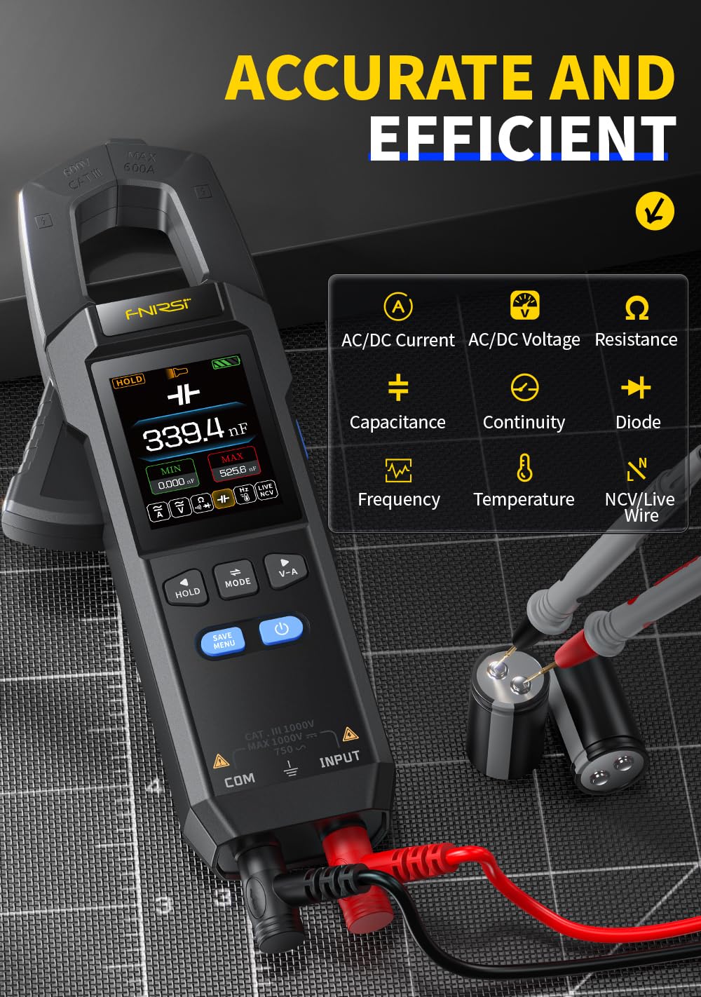 FNRSI DMC-100 Clamp Meter - True RMS, 600A, NCV Detection -2 FNRSI DMC-100 Clamp Meter - True RMS, 600A, NCV Detection -2